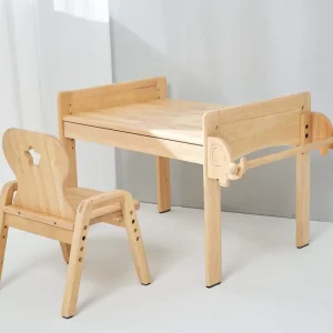 Bunny Tickles // Wooden Primary Adjustable Table & Chair Set> Furniture