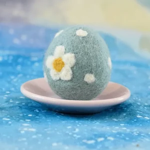 Tara Treasures Felt Blue Teal Floral And Dots Egg> Small World Play