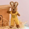 Tara Treasures Felt Brown Hare Rabbit With Yellow Overalls Toy> Small World Play