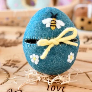 Tara Treasures Felt Egg Cover - Blue With Bee Motif> Small World Play
