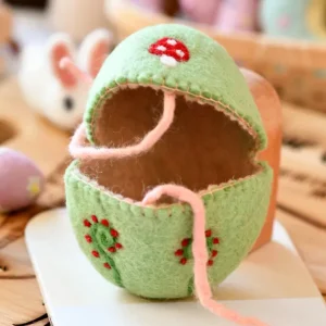Tara Treasures Felt Egg Cover - Green With Mushroom Motif> Small World Play