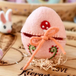 Tara Treasures Felt Egg Cover - Peach With Mushroom Motif> Small World Play