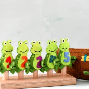 Tara Treasures Felt Finger Puppet -5 Little Speckled Frogs With Log Bag> Bestsellers | Small World Play