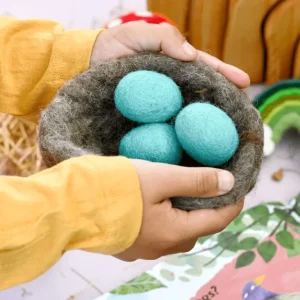 Tara Treasures Felt Nest With 3 Blue Robin Eggs> Small World Play