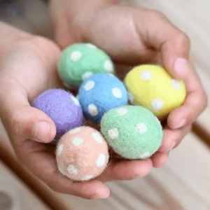 Tara Treasures Felt Pastel Polka Eggs (Set of 6)> Small World Play | Food Play