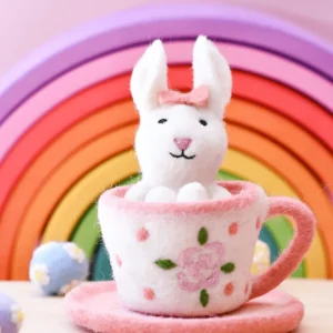 Tara Treasures Felt Rabbit In Tea Cup Party> Small World Play