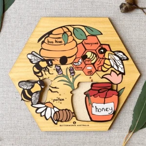 Buttonworks Honey Bee Cycle Puzzle> Farm & Barnyard Theme | Educational Play