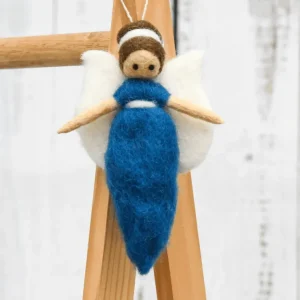Tara Treasures Needle Felted Fairy // Blue Dress> Woodland & Magical Fairies Theme