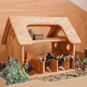 QToys Wooden Horse Stable> Farm & Barnyard Theme | Small World Play